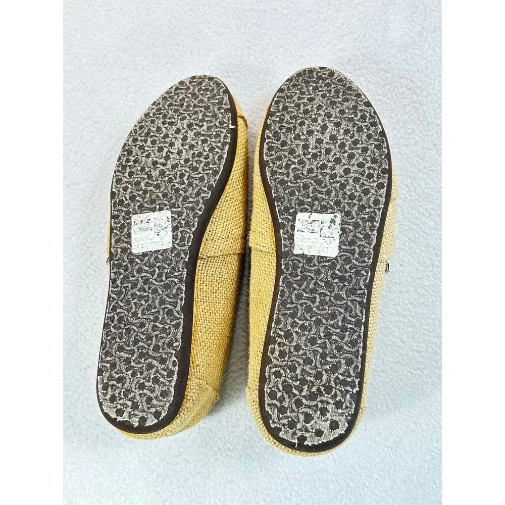 TOMS Alpargata Slip On Women Size 6 Yellow Burlap Classic Casual Comfort Shoes